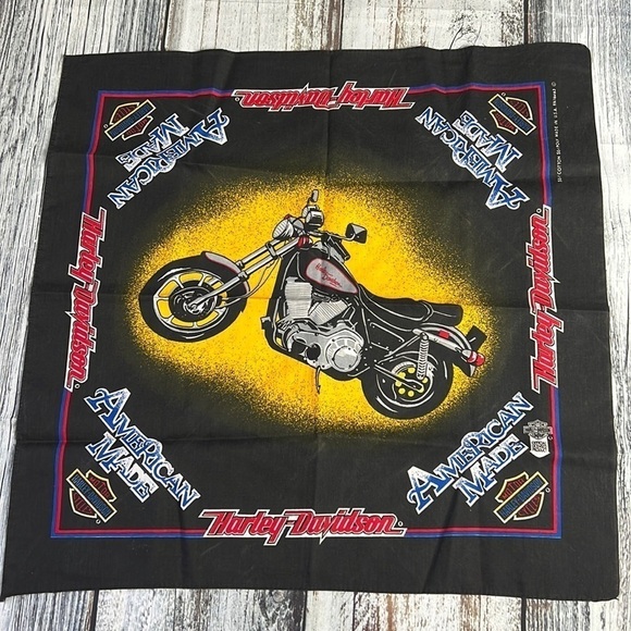 American Made Harley Davidson Black/Red-Blue Scarf Large - Picture 1 of 7